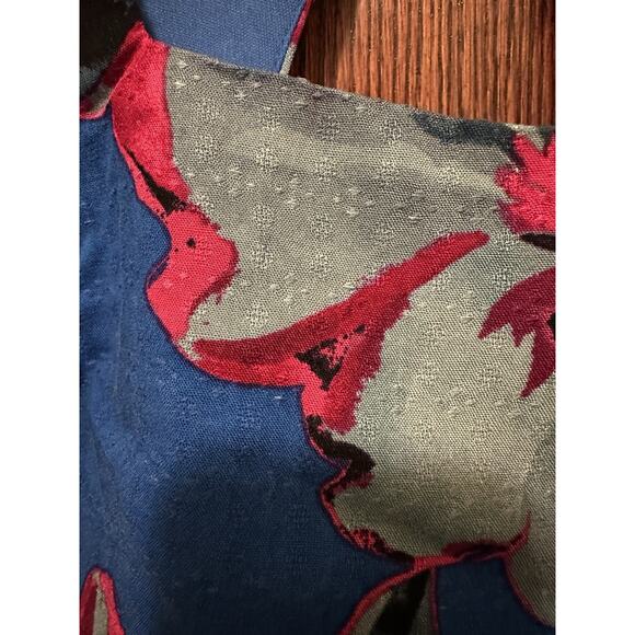 Band of the Free Blue Floral Key Hole Back Square Neck Crop Top Women Sz M - Picture 2 of 4